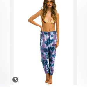 Aviator nation purple tie die sweatpants